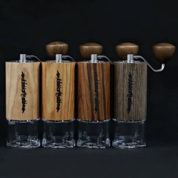Mischiefworkshop M40 handgrinder - Walnut wood Cherry wood amber